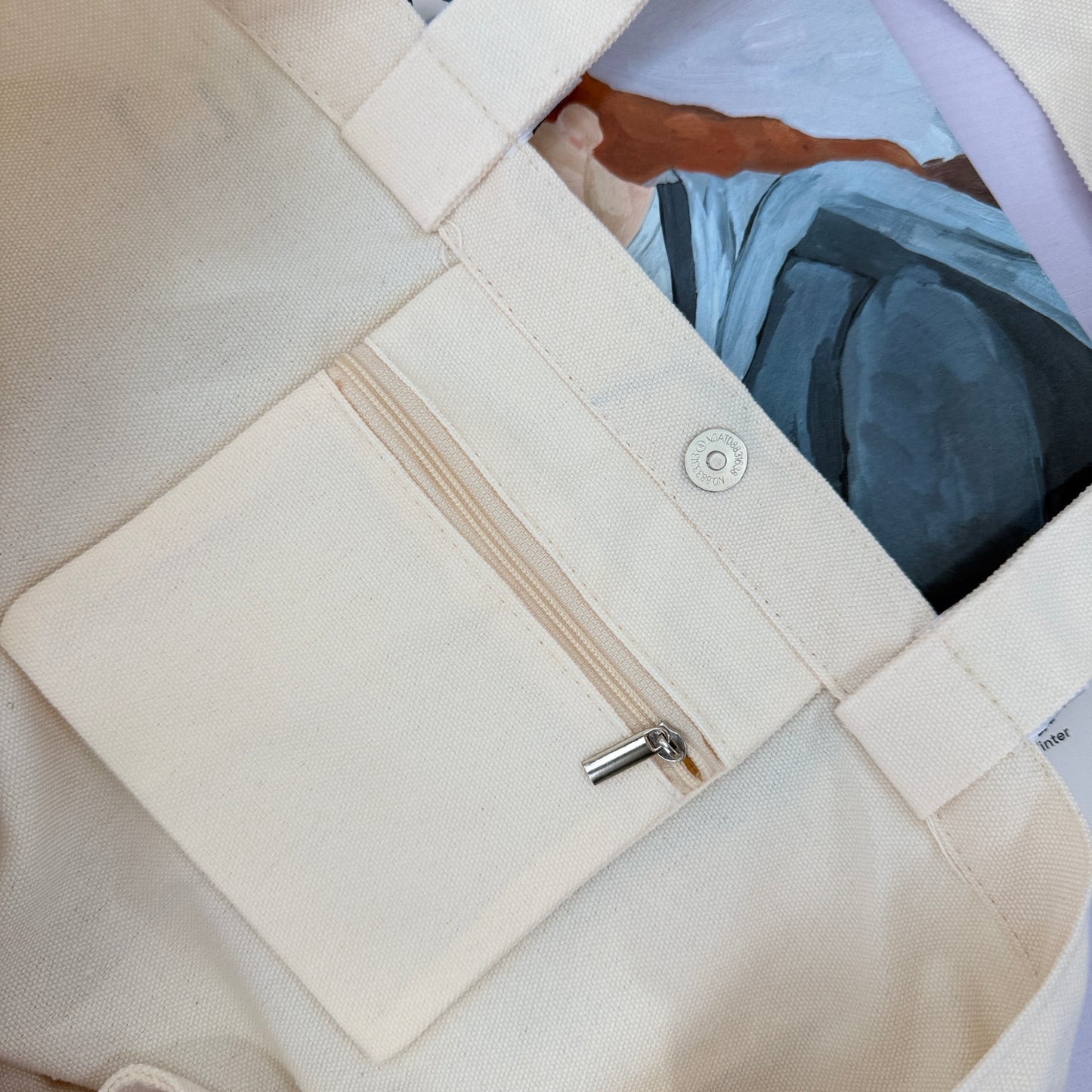 TE: Large white canvas tote bag