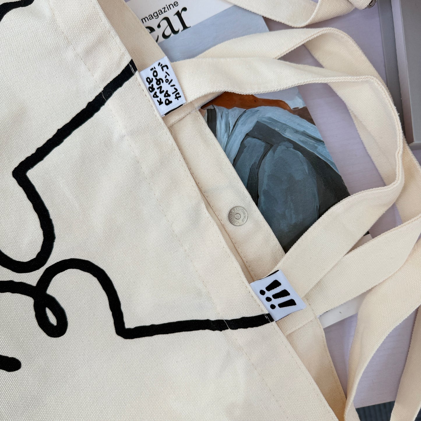 TE: Large white canvas tote bag