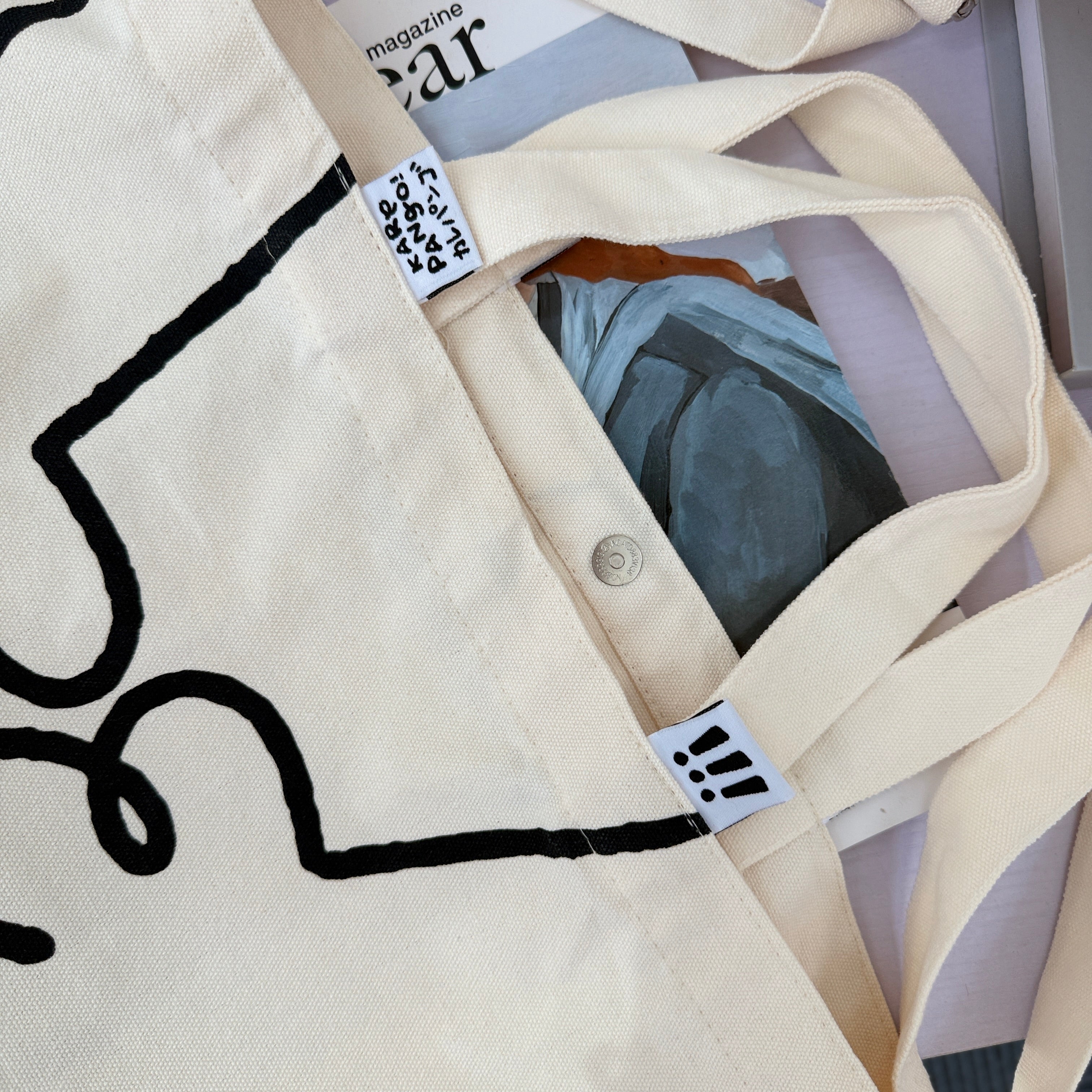 TE: Large white canvas tote bag