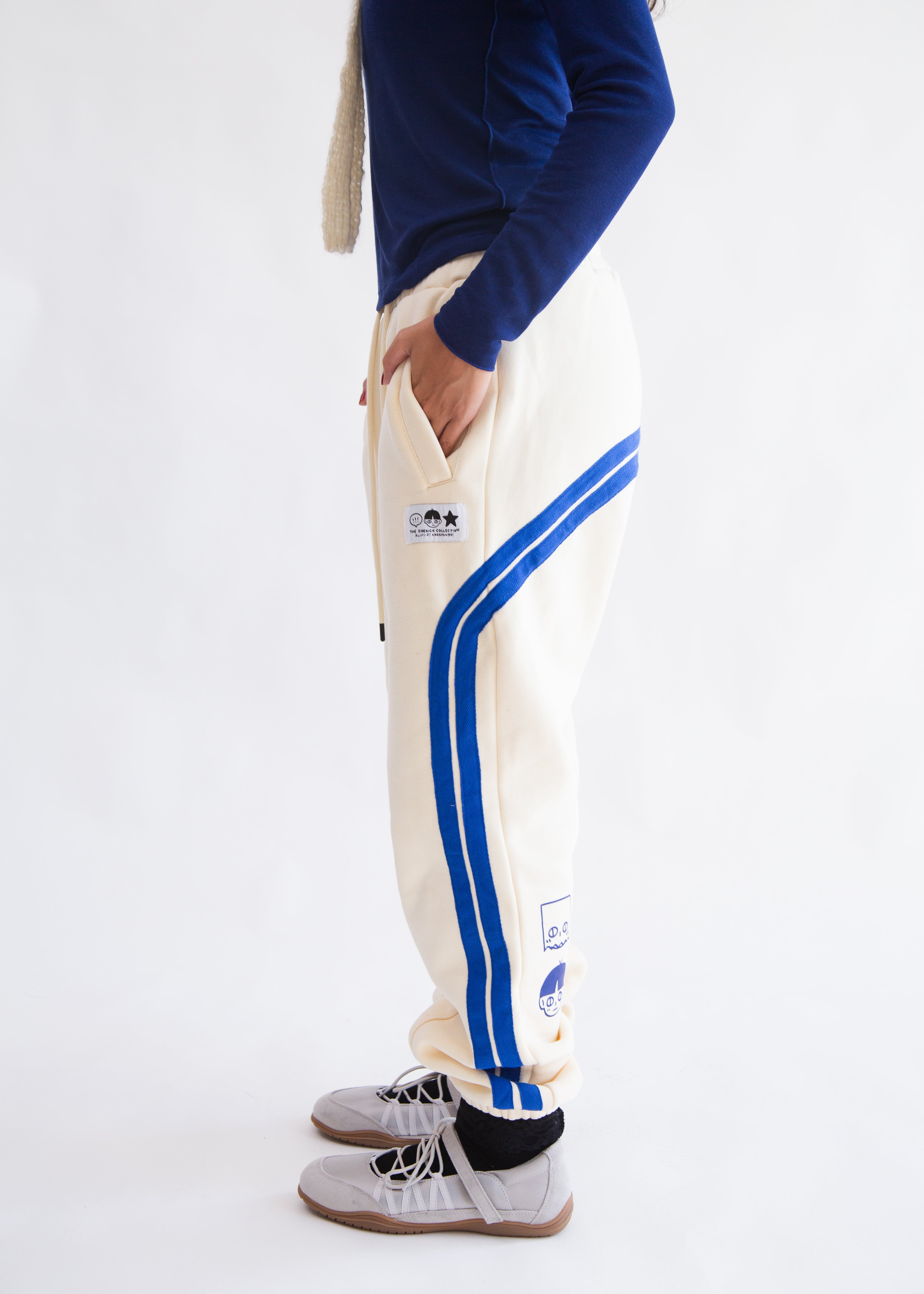 SIDEKICK: Cream fleece-lined sweatpants
