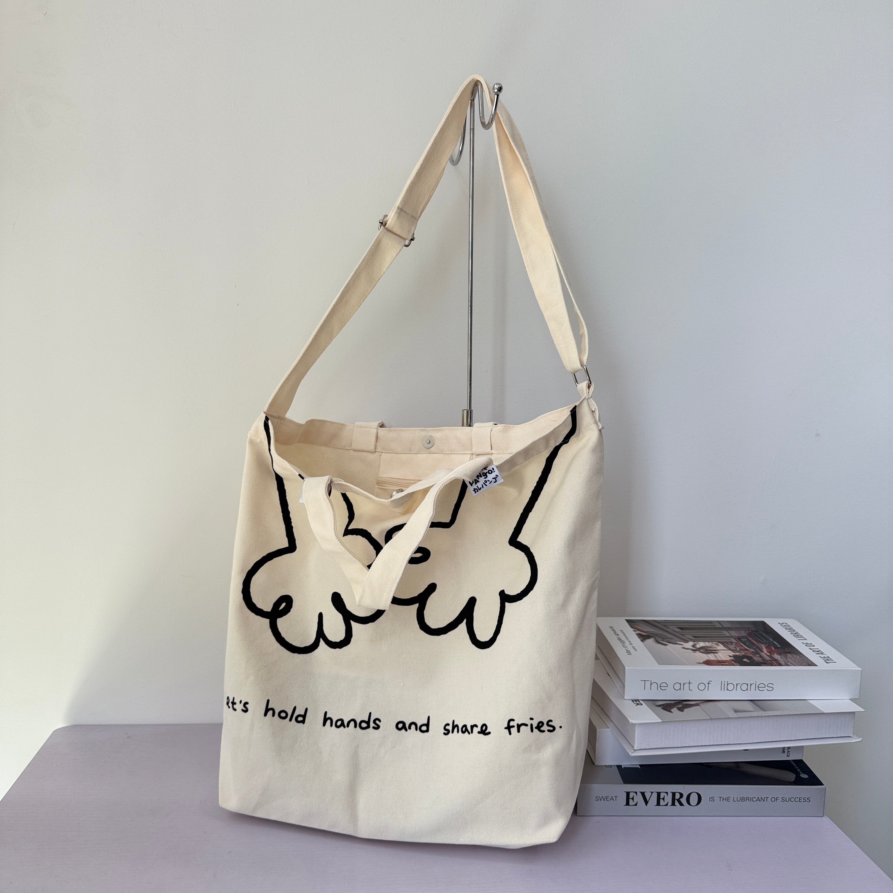 TE: Large white canvas tote bag