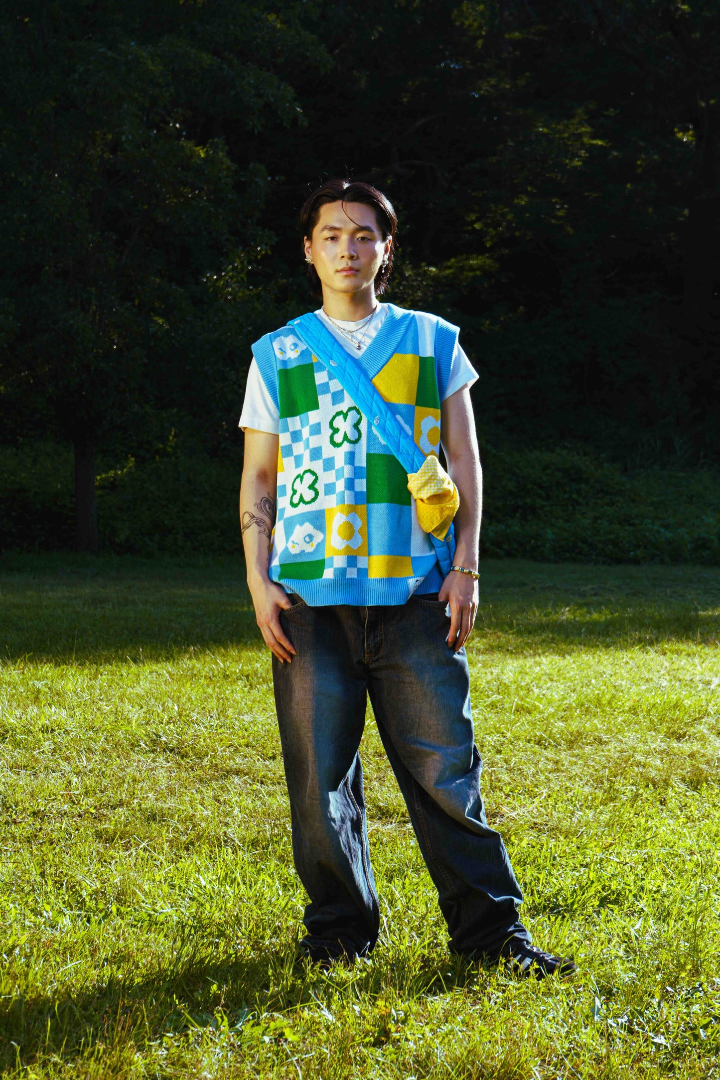 HINODE: Knit jacquard sweater vest
