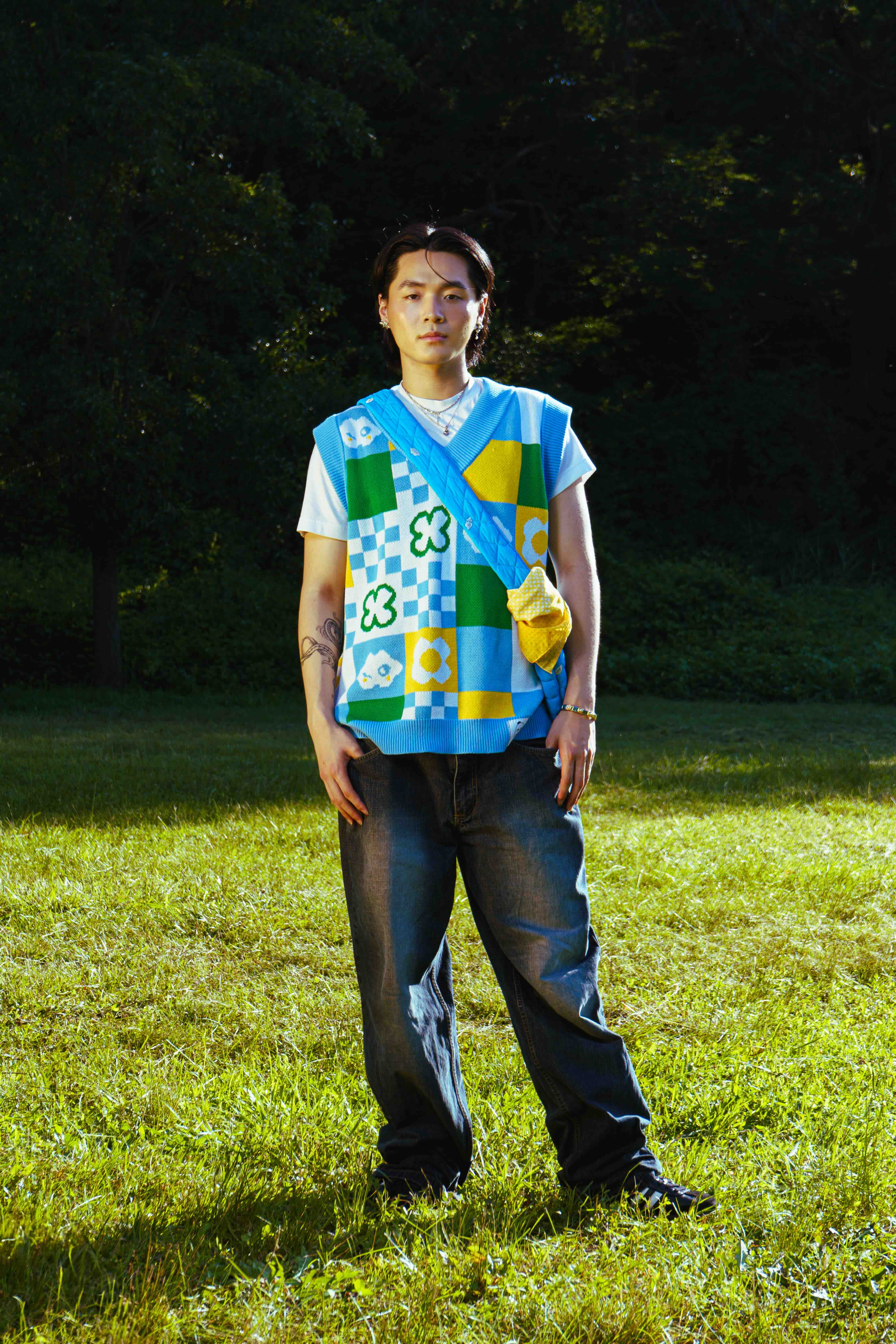 HINODE: Knit jacquard sweater vest