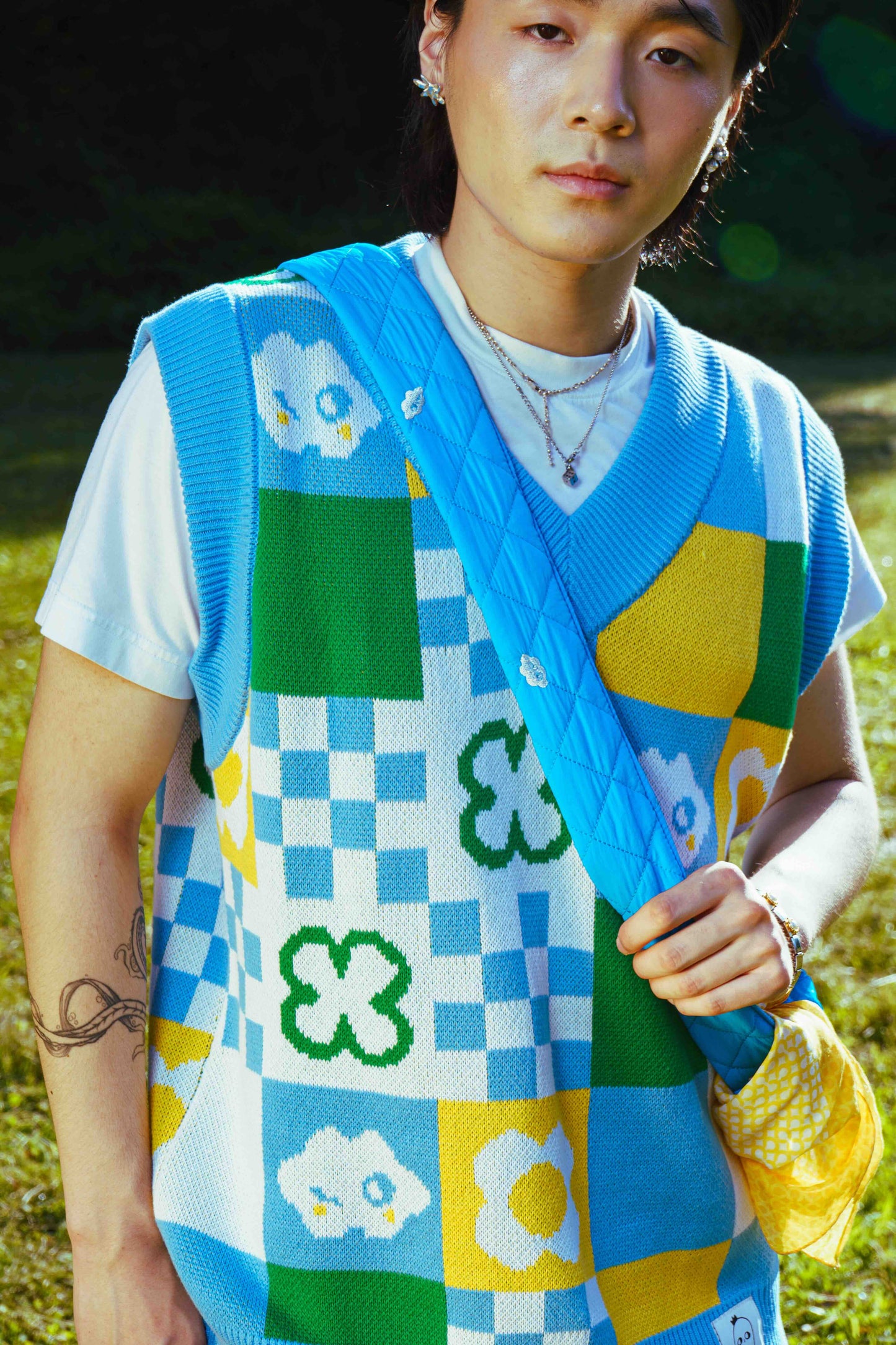 HINODE: Knit jacquard sweater vest
