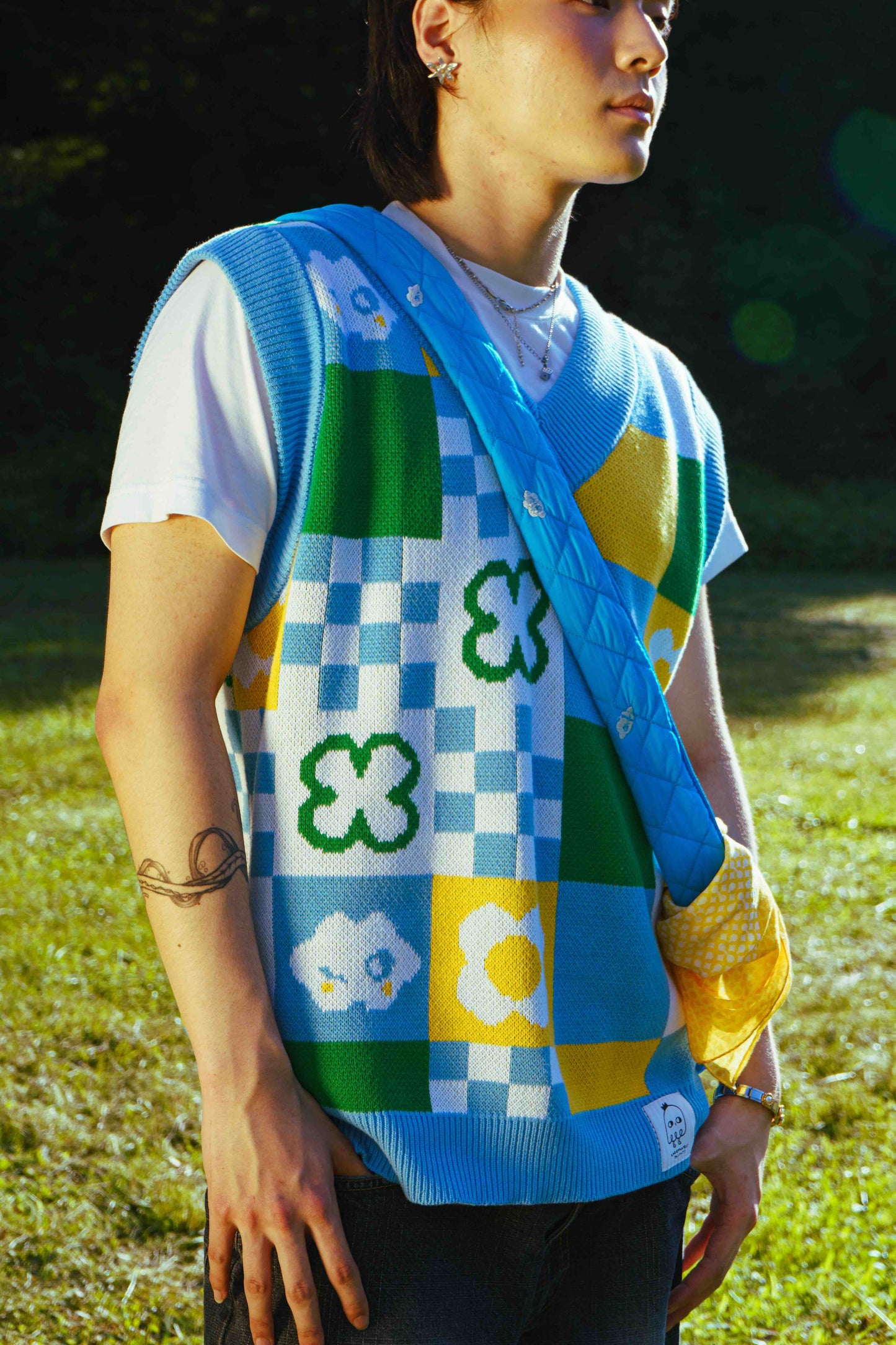 HINODE: Knit jacquard sweater vest