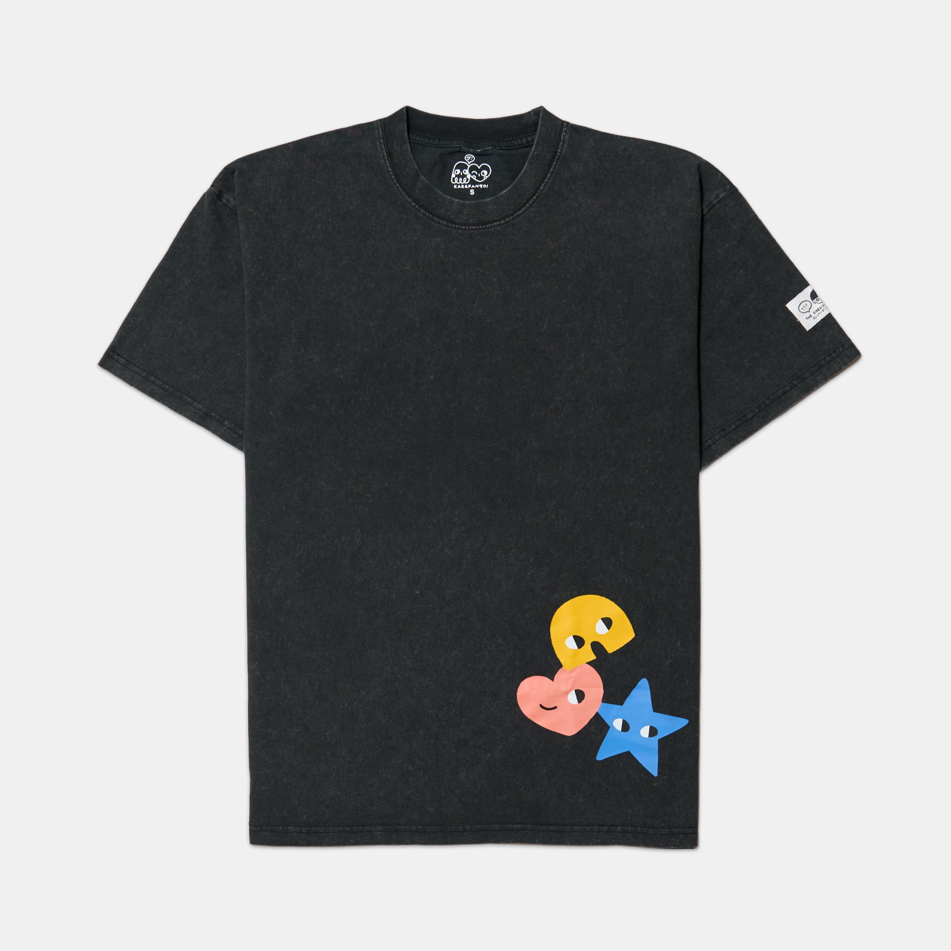 SIDEKICK: Black short sleeve acid-washed t-shirt