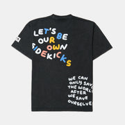 SIDEKICK: Black short sleeve acid-washed t-shirt