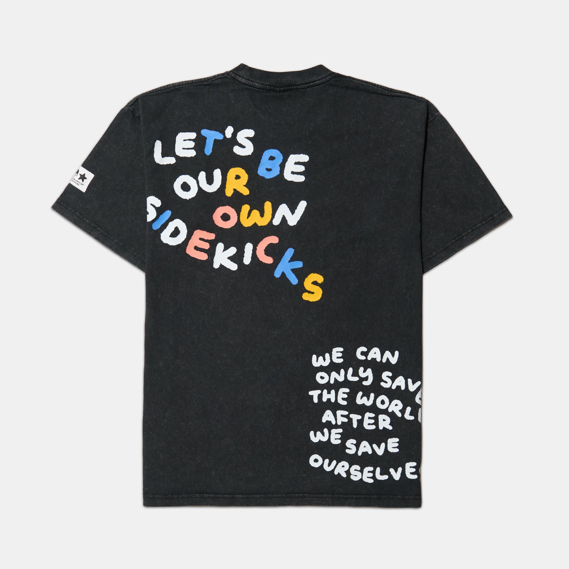 SIDEKICK: Black short sleeve acid-washed t-shirt