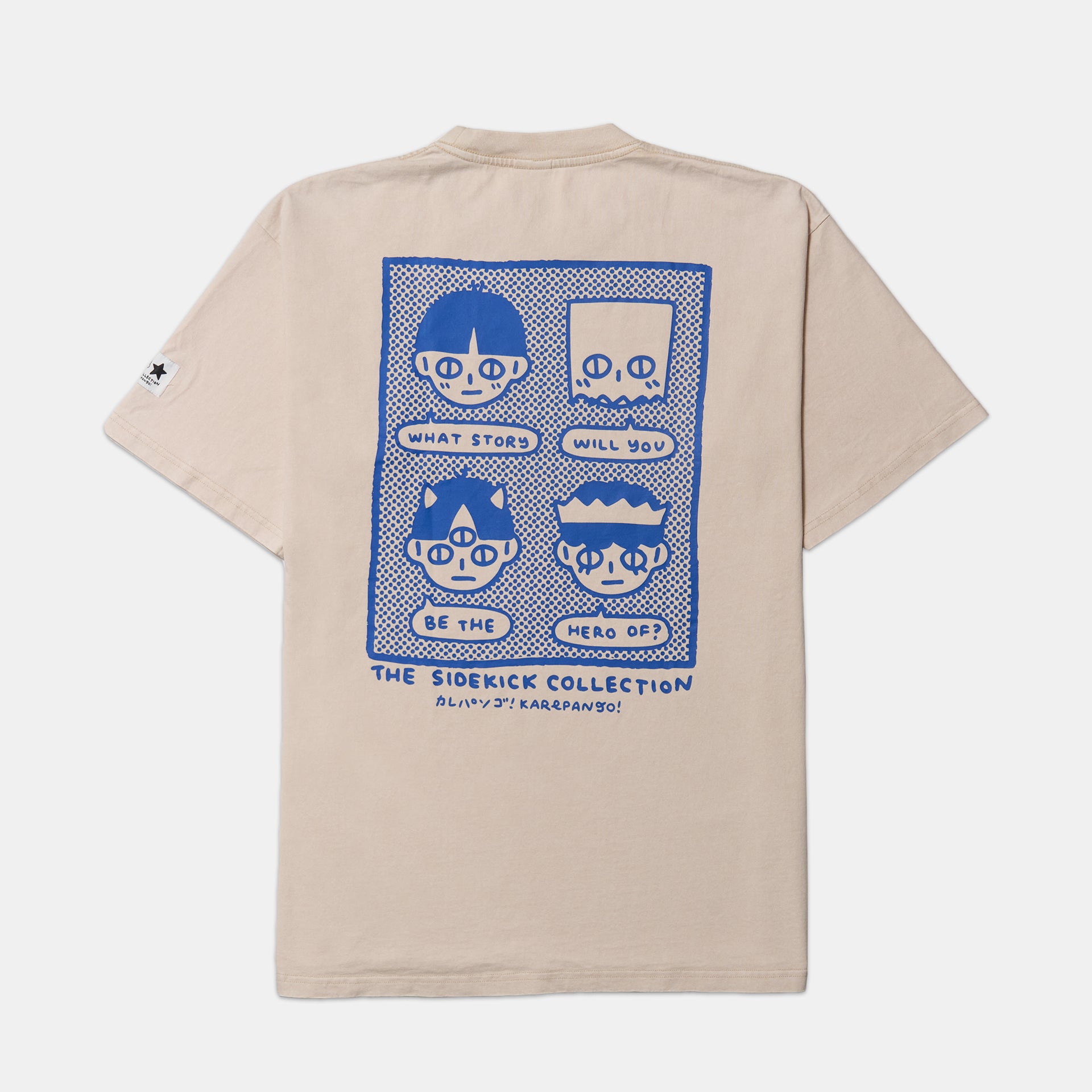 SIDEKICK: Cream short sleeve acid-washed t-shirt