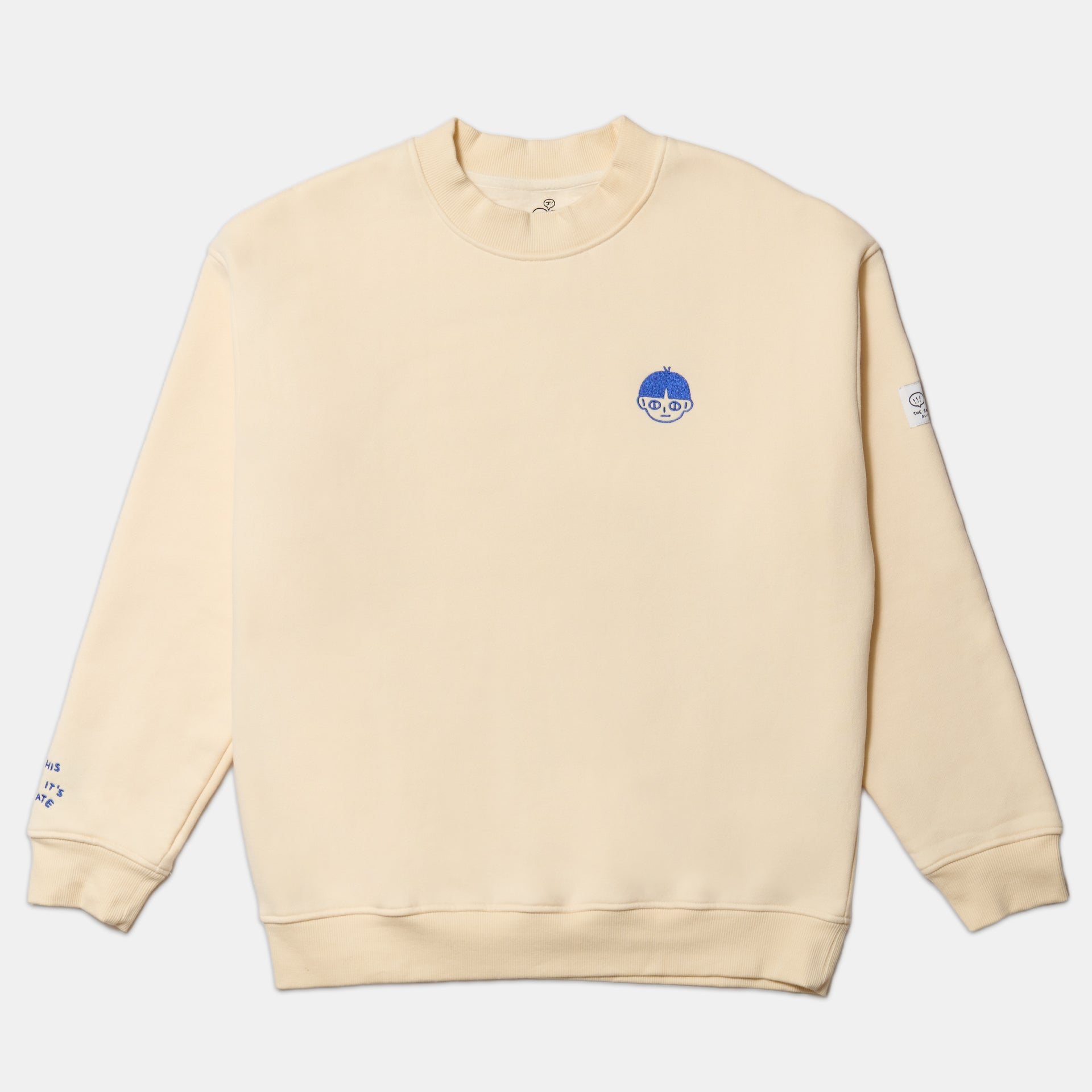 SIDEKICK: Cream fleece-lined crewneck sweater