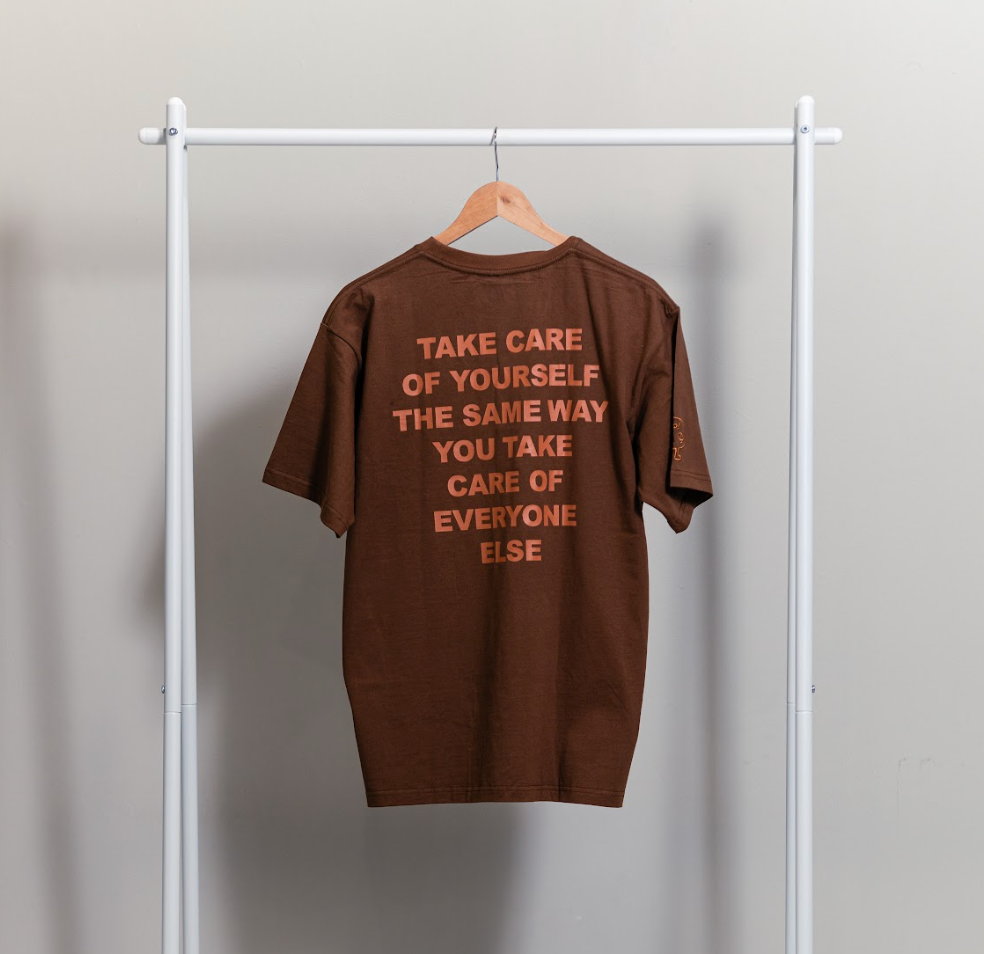 TAKE CARE OF YOURSELF: Embroidered short sleeve t-shirt