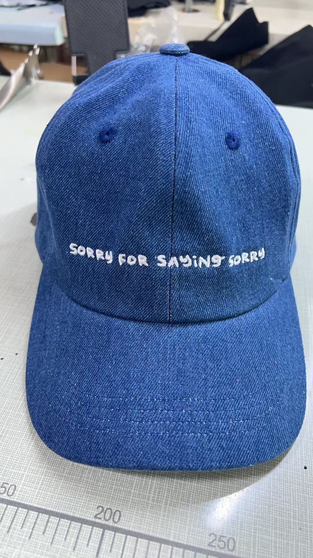 SORRY: Denim baseball cap