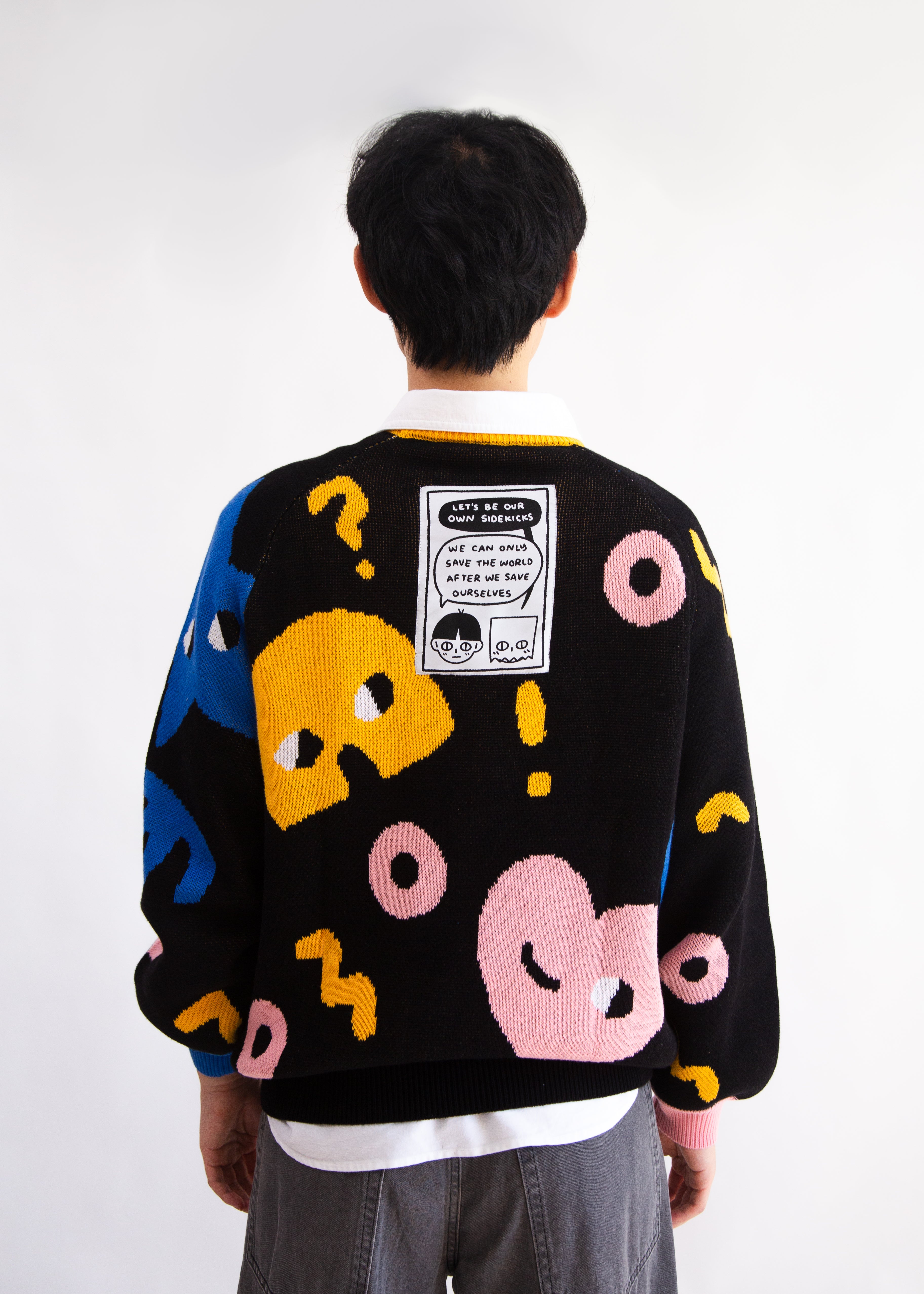 SIDEKICK: Thick knit jacquard sweater