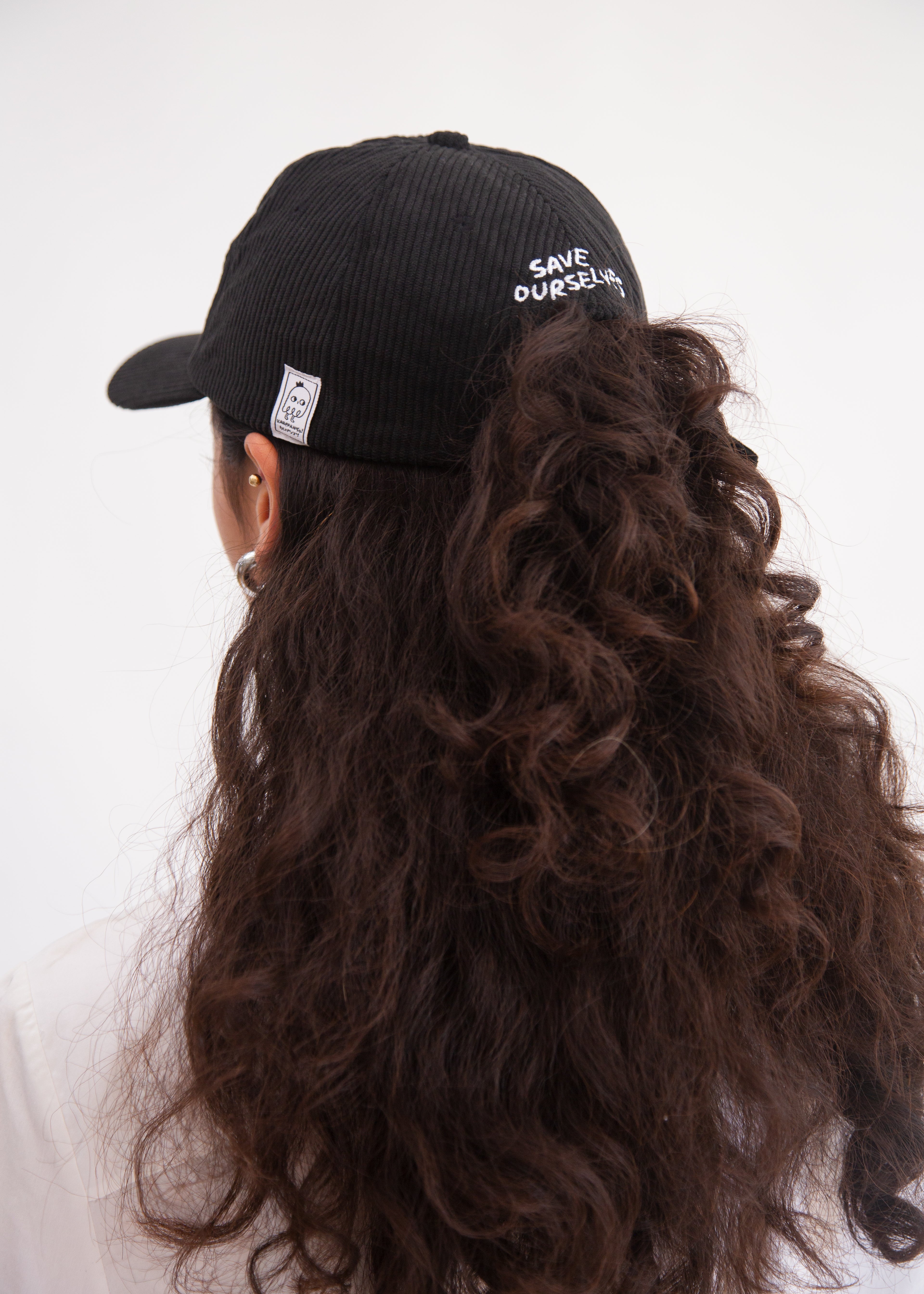 SIDEKICK: Black corduroy baseball cap