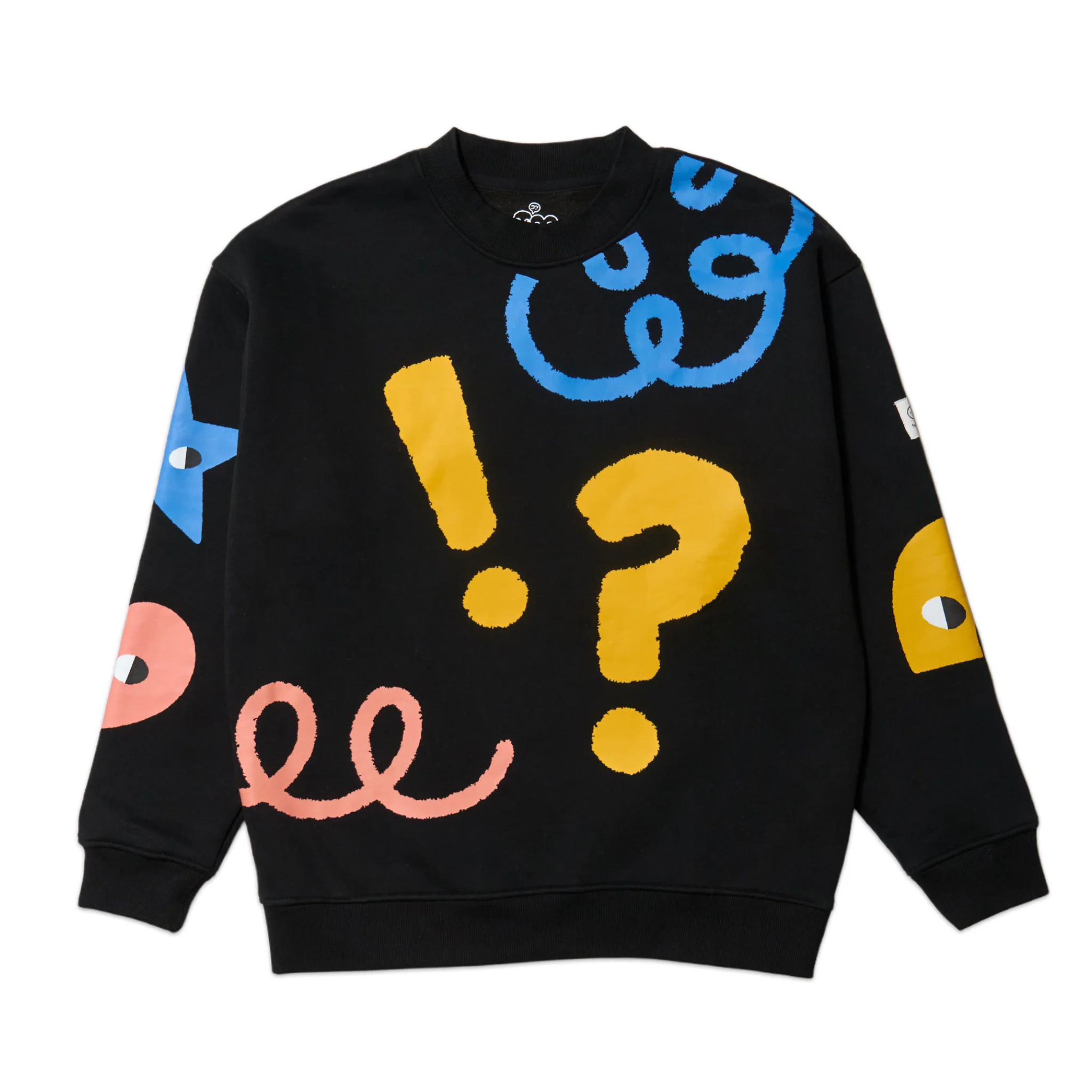 SIDEKICK: Black fleece-lined crewneck sweater