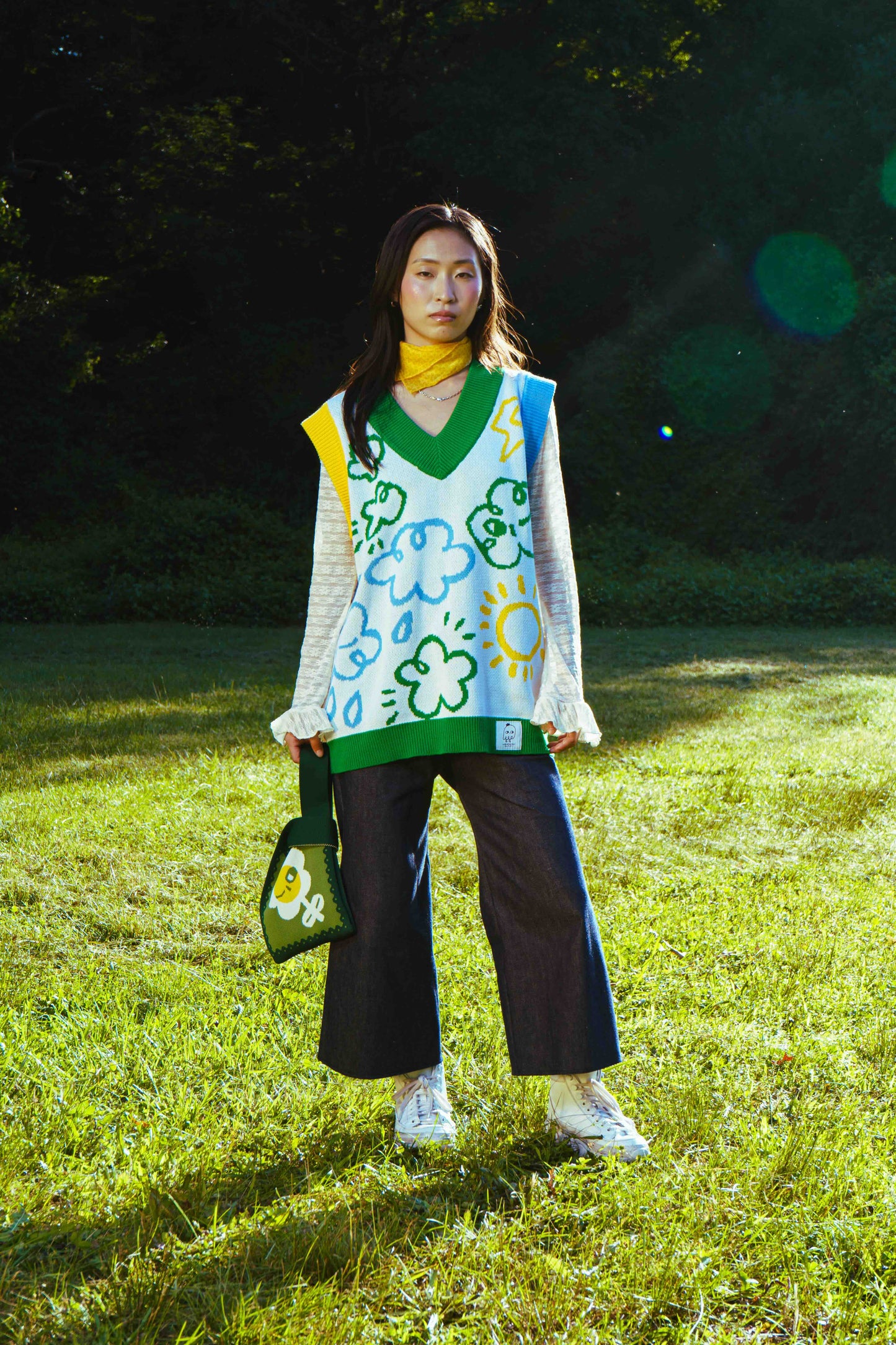 YOAKE: Knit jacquard sweater vest