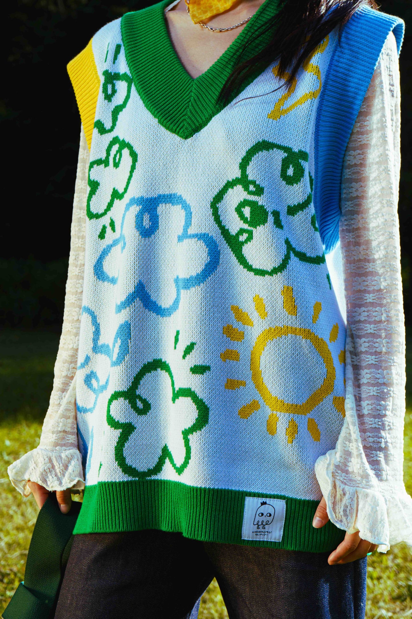 YOAKE: Knit jacquard sweater vest