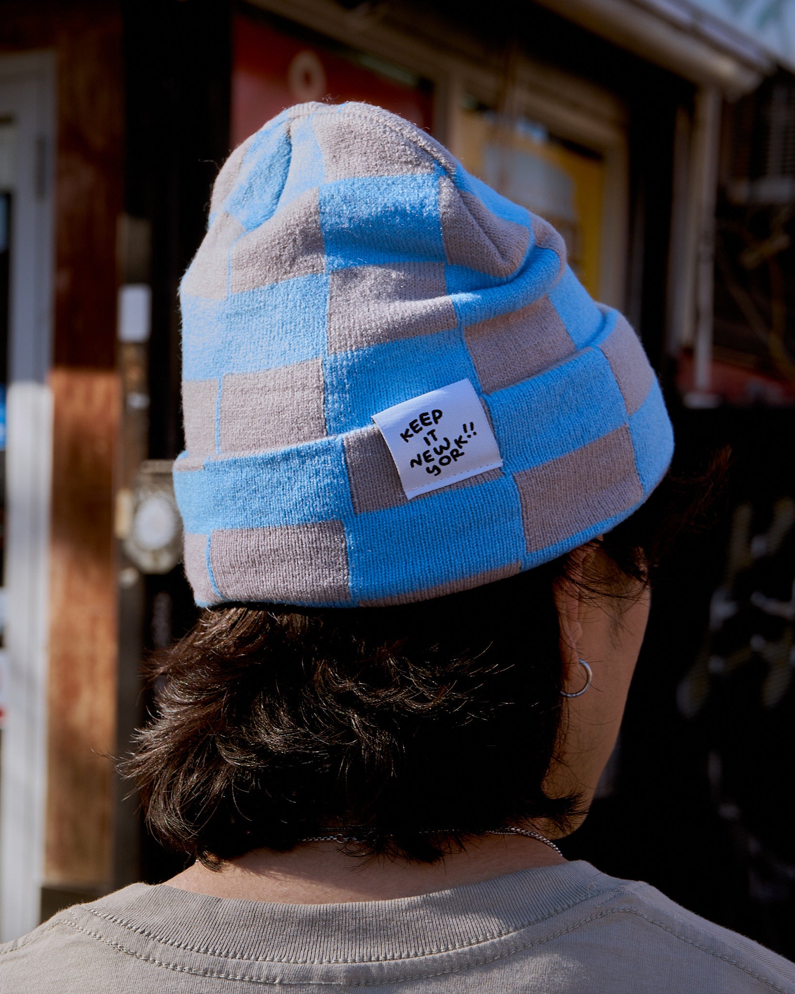 GRID BLUE: Beanie
