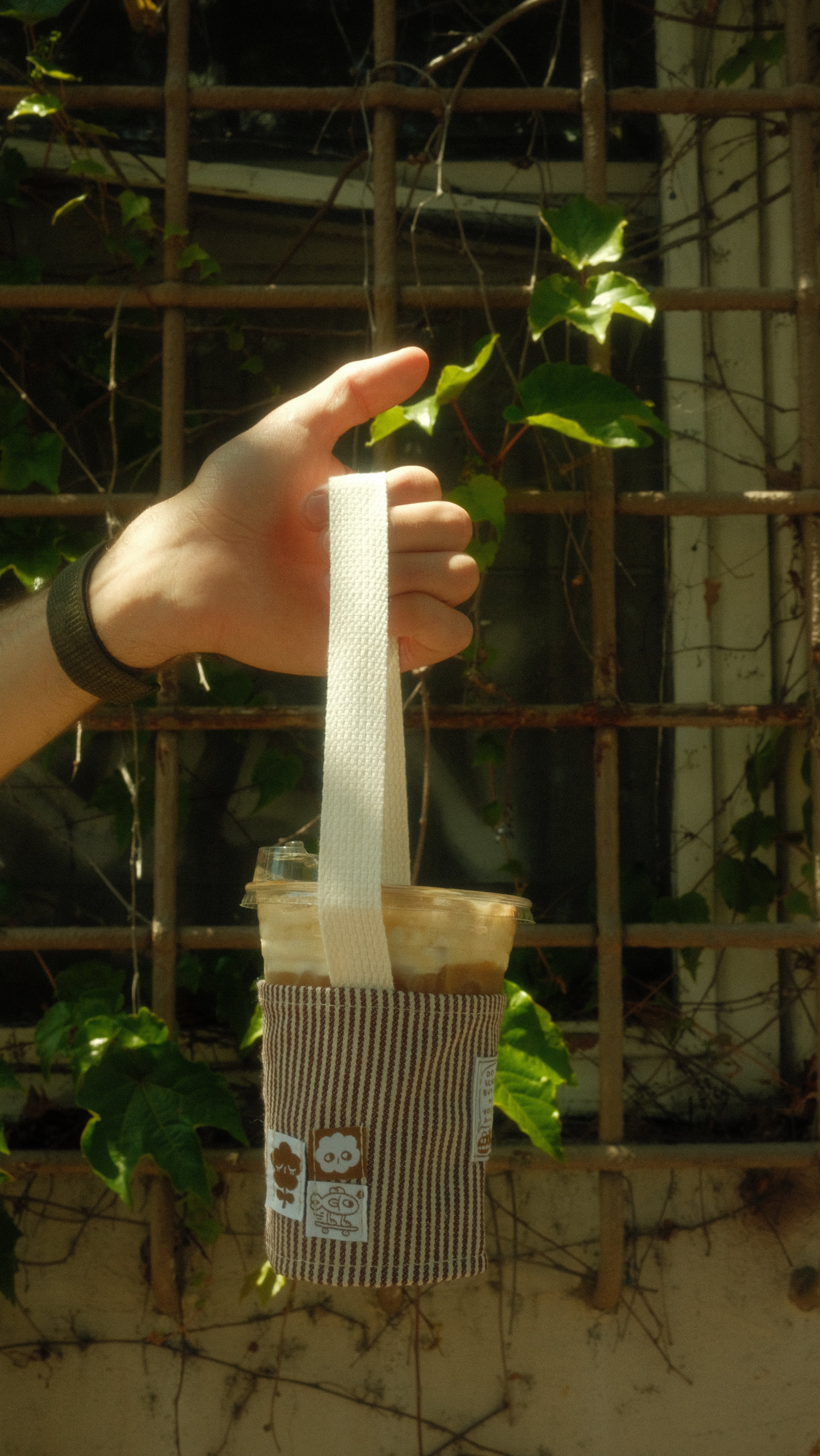 Drink Cup Holder with Straw Strap