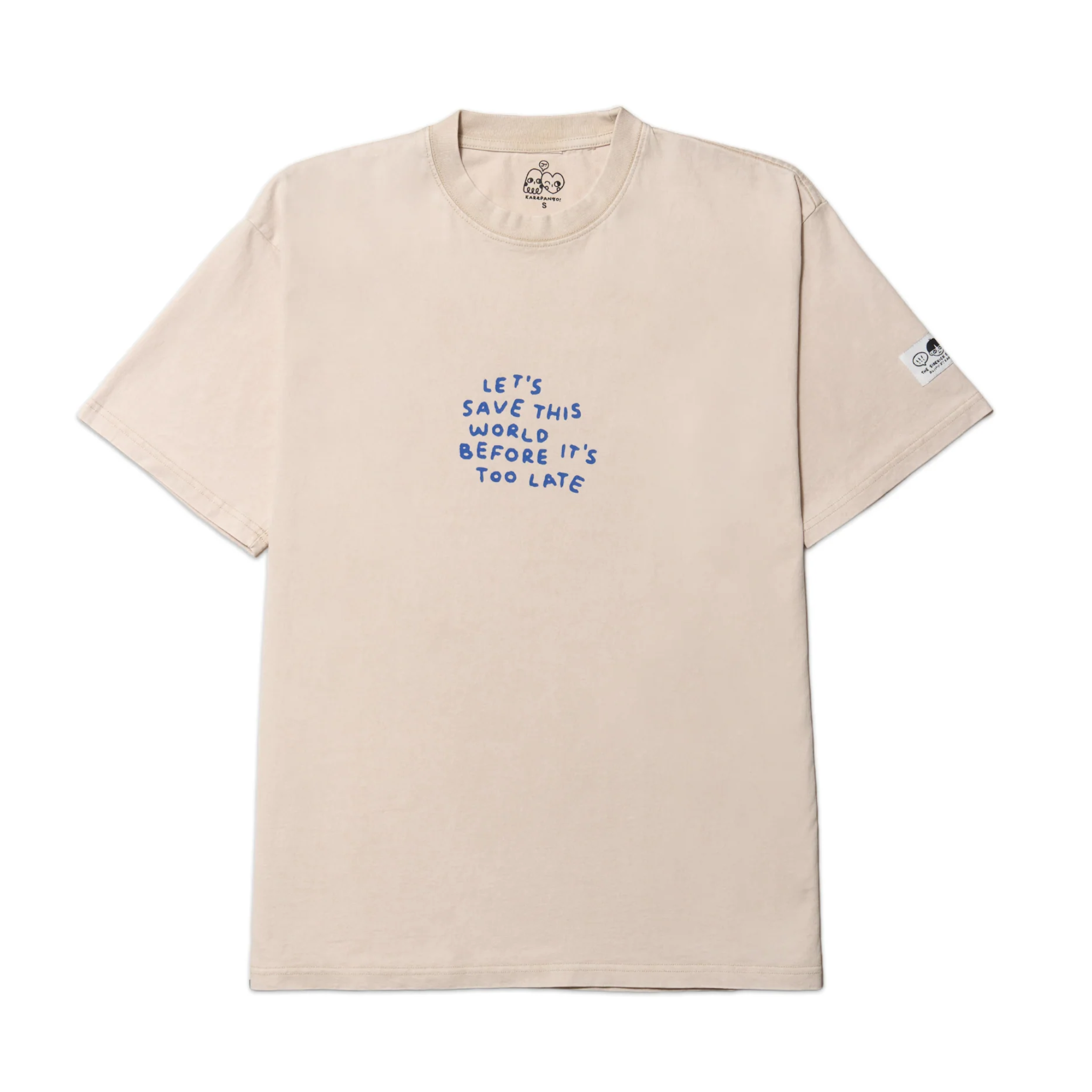 SIDEKICK: Cream short sleeve acid-washed t-shirt