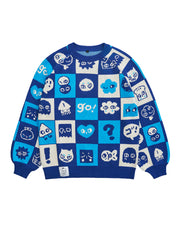 BLUE SHINYUU: Thick knit jacquard sweater