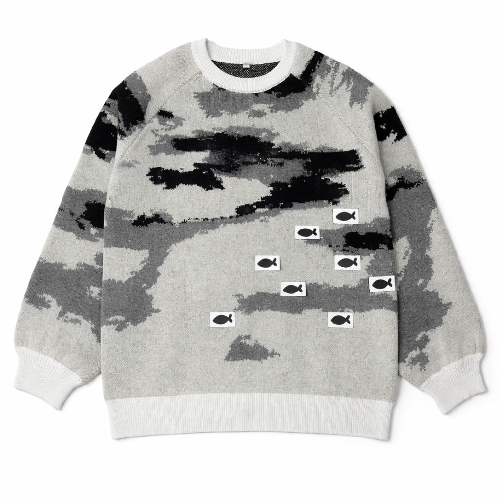 SAKANA: Thick knit jacquard sweater