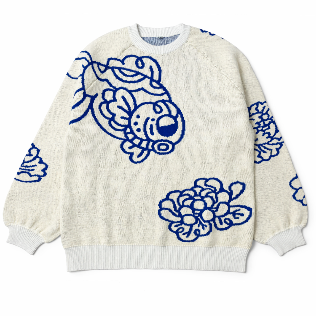 MAGURO: Thick knit jacquard sweater