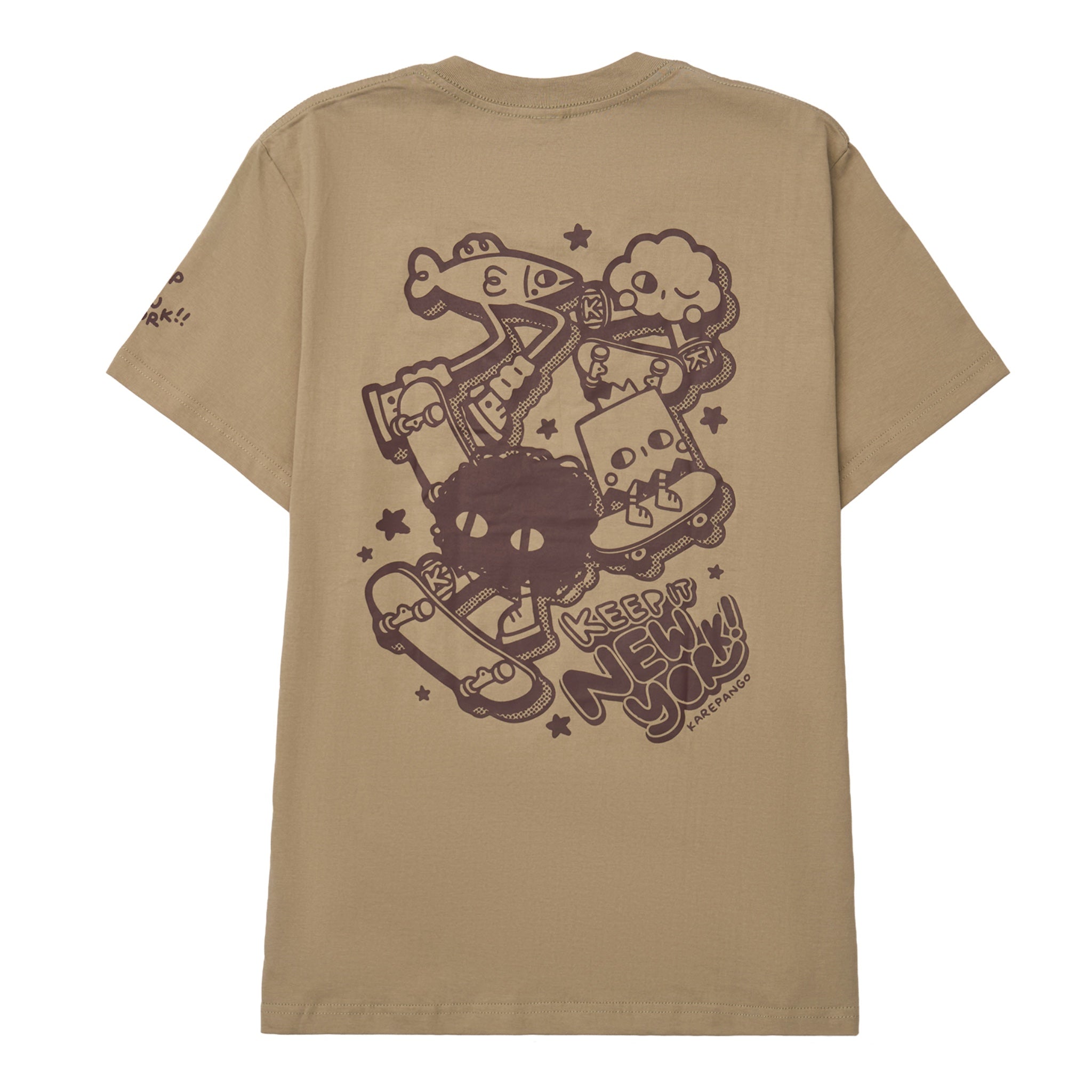 SKATE THE CITY TAN: Screenprinted short sleeve t-shirt