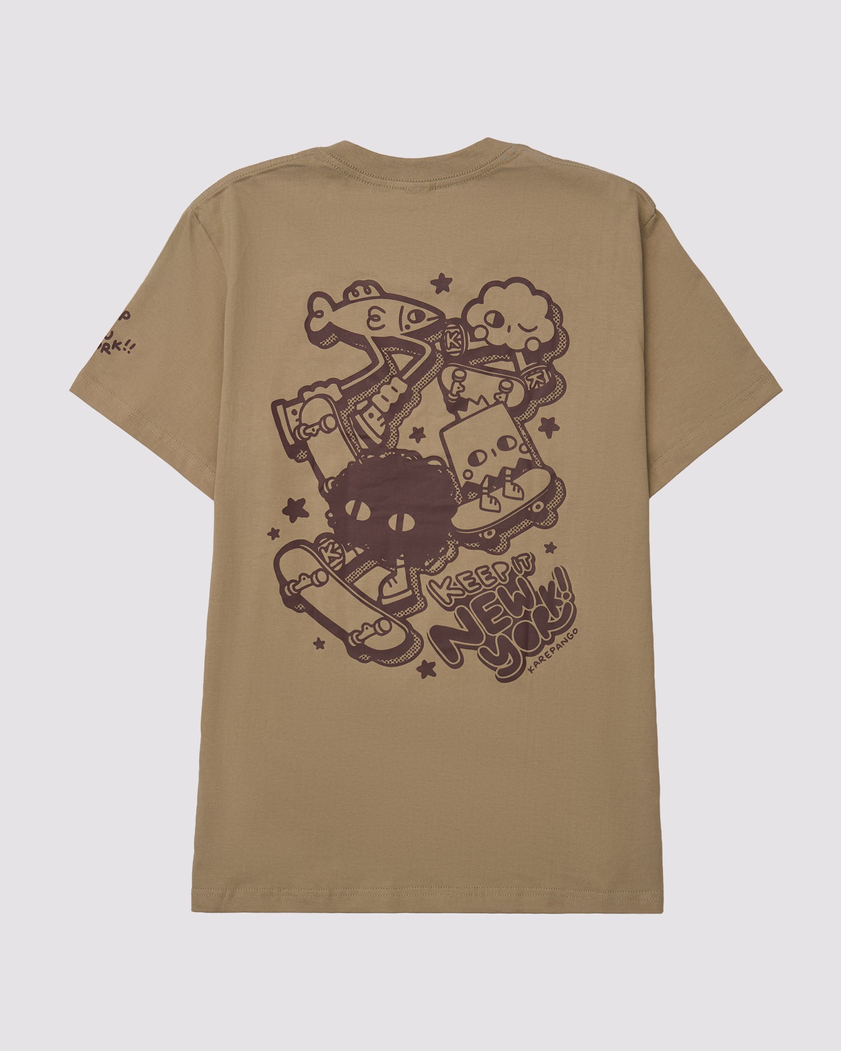 SKATE THE CITY TAN: Screenprinted short sleeve t-shirt