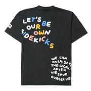 SIDEKICK: Black short sleeve acid-washed t-shirt