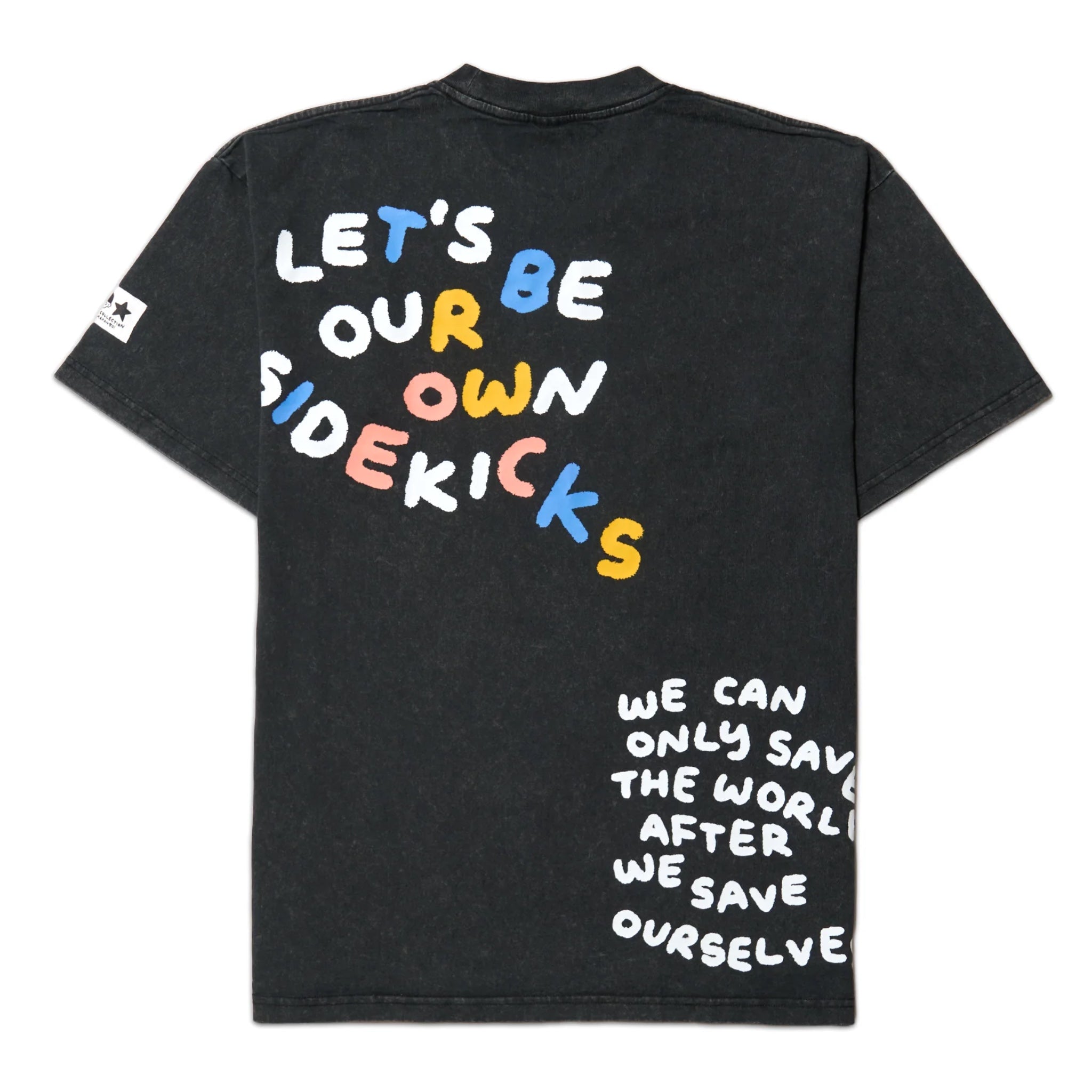 SIDEKICK: Black short sleeve acid-washed t-shirt